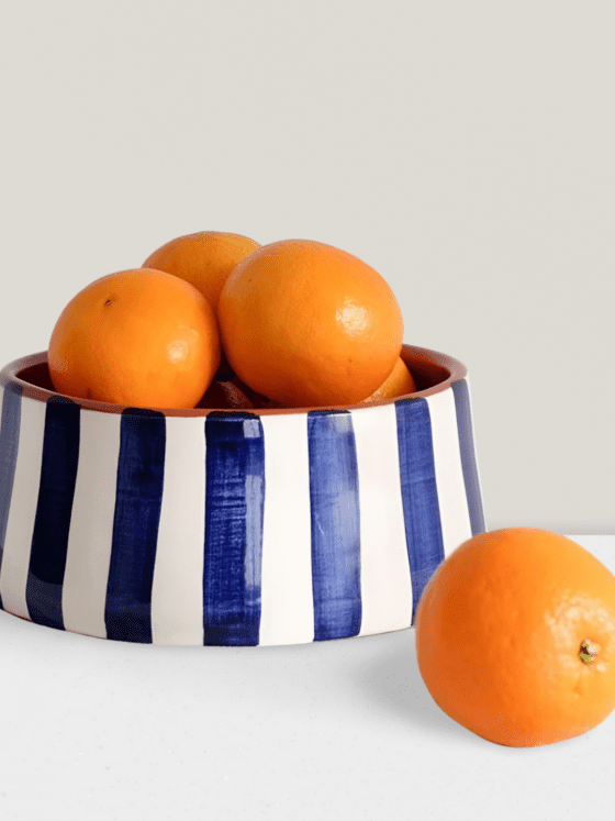 Striped Blue Fruit Bowl